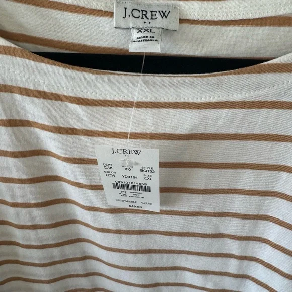 J. Crew White and Tan Striped Blouse - Picture 2 of 6